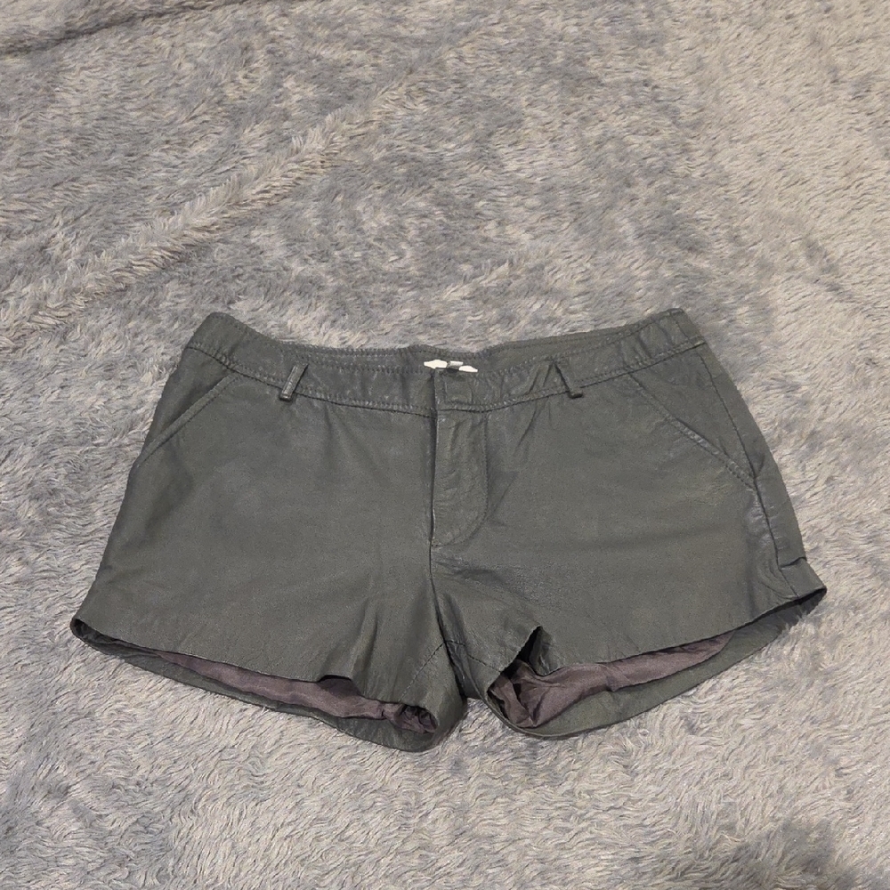 Joie Women's Lamb Leather Charcoal Gray Shorts Size 4!